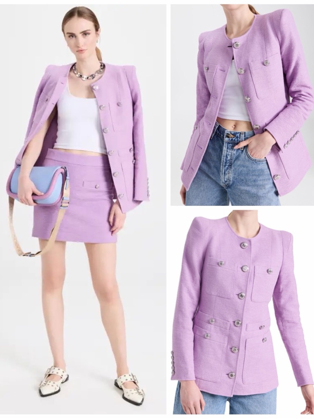 Veronica Beard Corey Dickey Jacket Violet Cotton Blazer Size 6